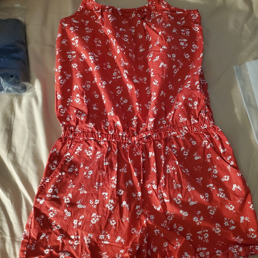 Floral Red Kids Jumpsuit